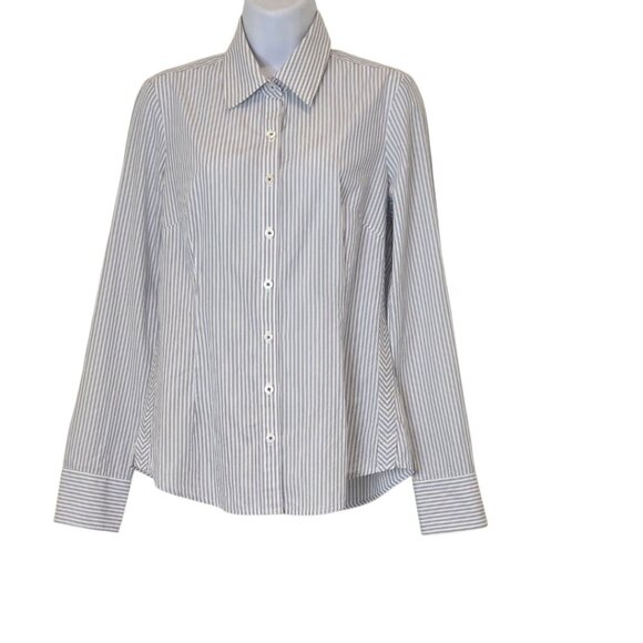 Lily Pulitzer Blue White Stripe Cotton Shirt Women's Size 6 Button Front Classic - Picture 1 of 7